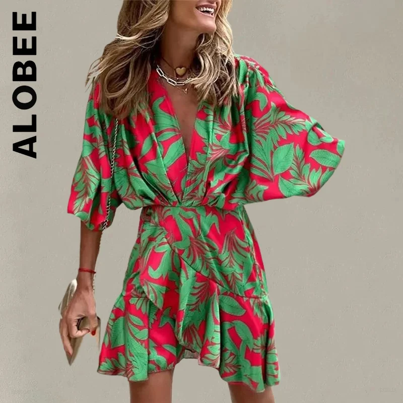 

Alobee Dress Women New Simple Streetwear Popular Vintage Women's Dress Irregular Mini Dress Stylish Vestidos Dresses Woman