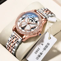 butterfly diamond watch ladies niche design light luxury luminous waterproof automatic mechanical watch hollow
