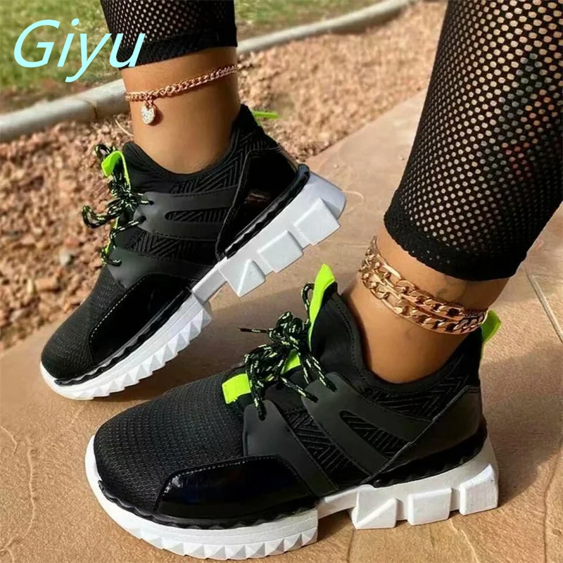 

Women's Shoes 2022 Spring and Summer Mesh Color Matching New Thick-soled Sneakers Casual Shoes Color Lace-up Soft-soled Shoes