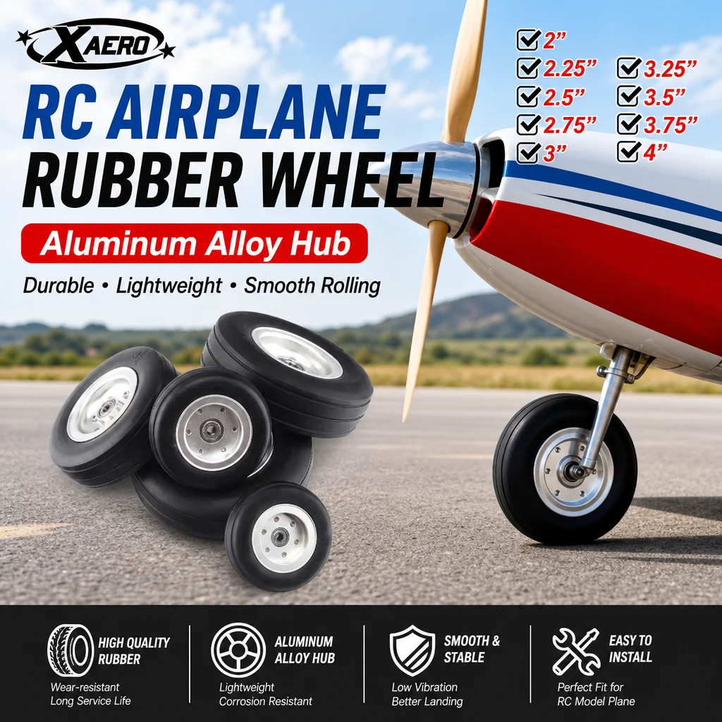 Фото XAERO 1 шт. 2 дюйма/2,25 дюйма/2,5 дюйма/2,75 дюйма/3 дюйма/3,25 дюйма/3,5 дюйма/3,75 дюйма/4 дюйма резиновые шины колеса со ступицей из алюминиевого сплава для радиоуправляемой модели самолета №1