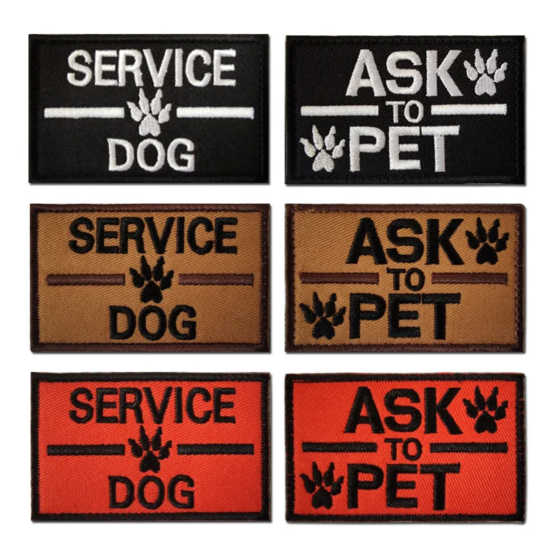 

K9 Flag Hook & Loop Patch Dog Paw Embroidery Cloth Sticker Service Dog Badge for Working Pet Vest Military Outdoor Tactical