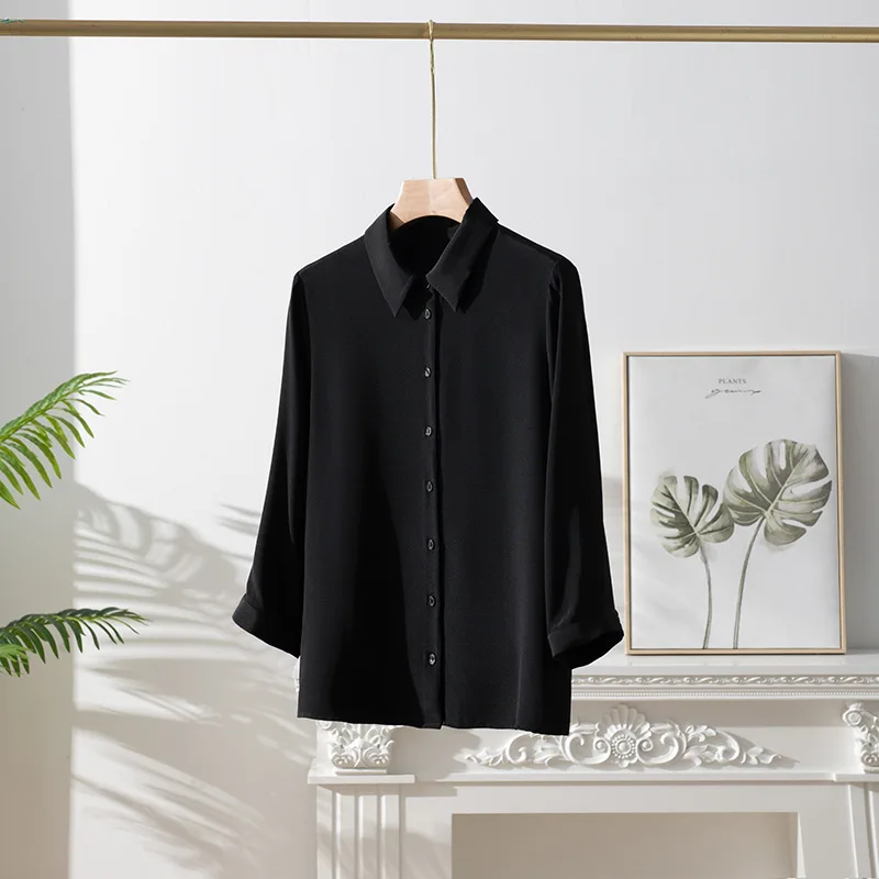 Birdsky 1 шт. женская рубашка на пуговицах офисная с рукавом 3/4 тяжелый 23 мм 93%