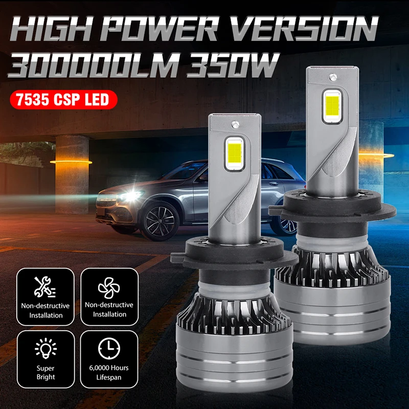 Dualvision 2 Шт. H4 H7 H11 Светодиодные Лампы Для Автомобильных Фар 300 Вт 15000 Люмен 6000 К 12 В