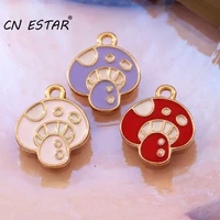 10pcslot cartoon spotted mushroom enamel charm kc gold color diy jewelry accessories dripping alloy earrings keychain pendant