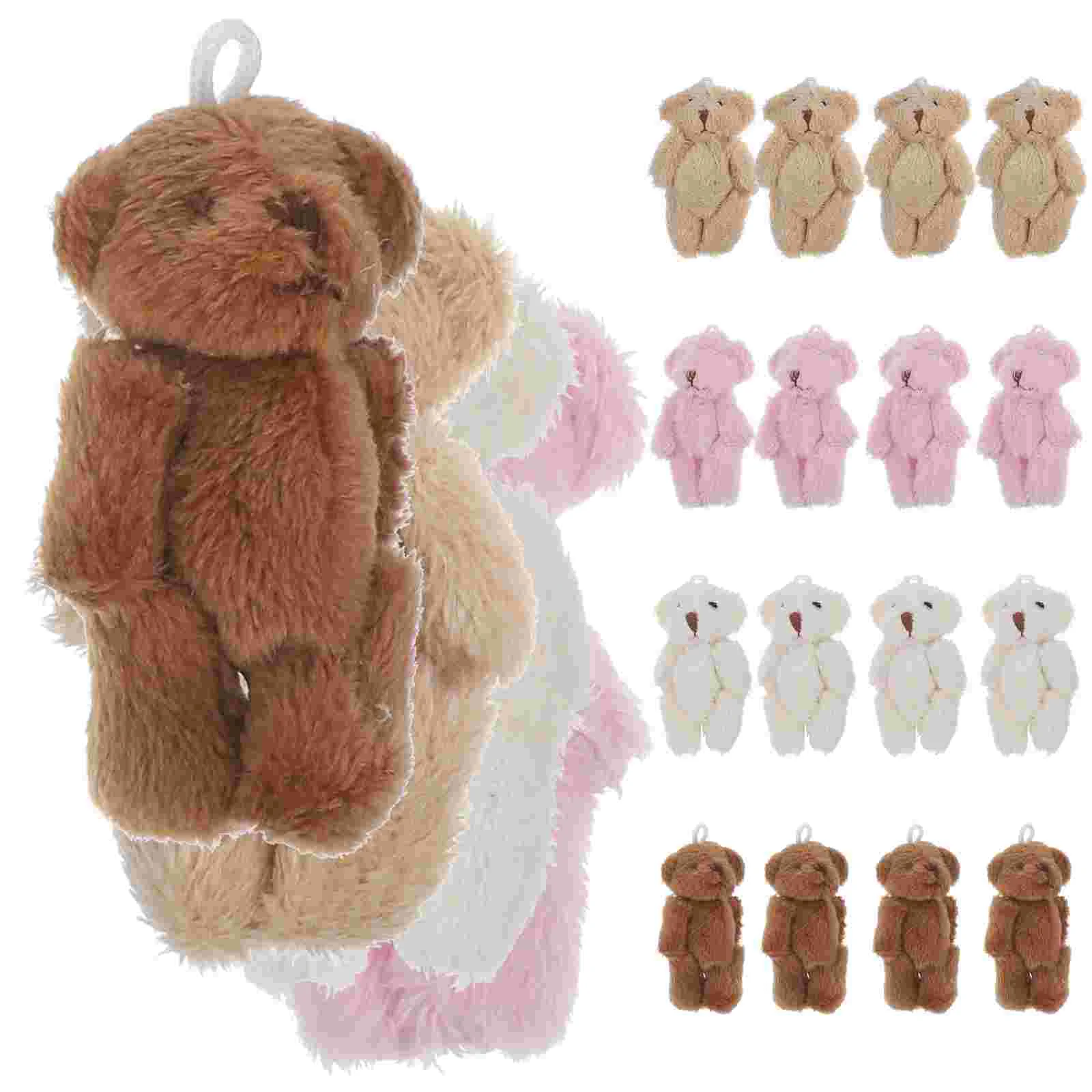 

20 Pcs Mini Plush Bear Crafts Stuffed Animals Party Favors Miniature Figures Playset Accessories Bears Baby Shower Tiny Hat