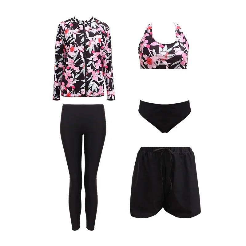 Plus Size Women Rash Guard Swimsuit 2022 Long Sleeve Swimsuit Sports Swimwear Sun Protection Beach Wear Bathing Suit 5XL