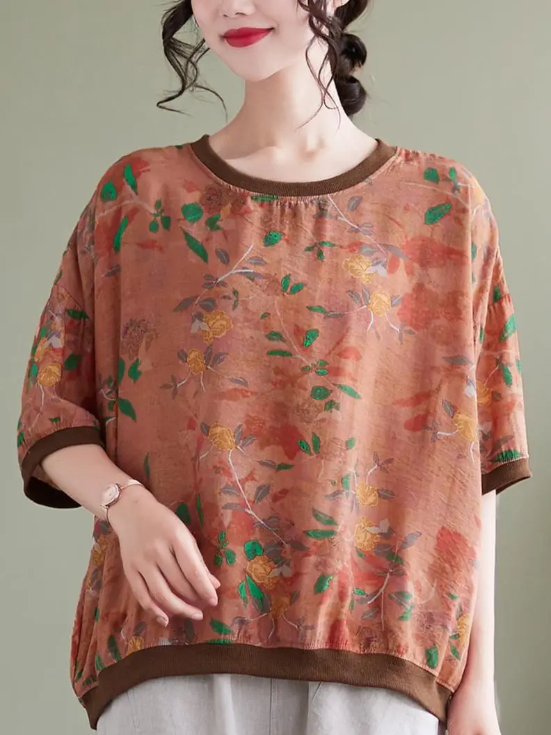 

Oversized Ethnic Style Cotton Print Short Seleeve Shirt Summer Women Casual Shirt Ladies Womens Floral Patchwork Shirts Tops New