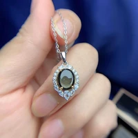 3ct 9mm10mm 100 natural star light sapphire pendant real 925 silver sapphire necklace pendant for office woman