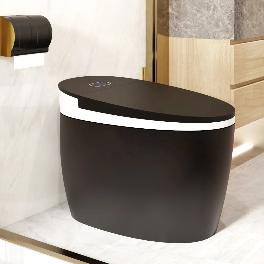 

Modern 110V/220V electric intelligent one piece closestool wc automatic intelligent wc toilet black smart toilet