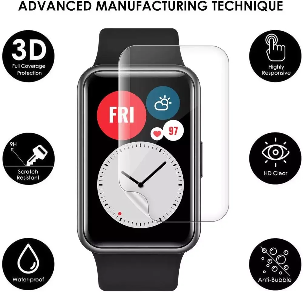 

2pcs Unthin Soft TPU HD Clear Protective Film For Huawei Honor ES Smart Watch Full Screen Protector Cover For Huawei Watch Fit