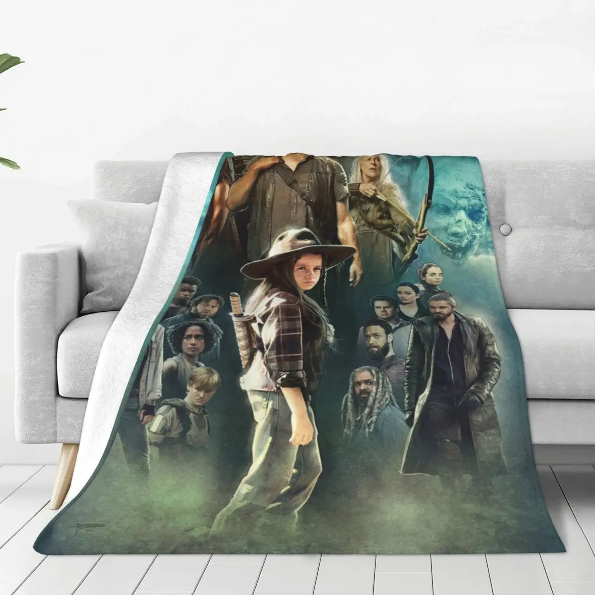 

The Walking Dead Flannel Throw Blankets Horror Movie Zombies Rick Grimes Blankets for Sofa Couch Warm Bedding Throws