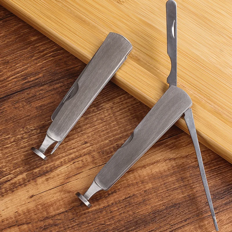 

New 3IN1 Vintage Metal Stainless Steel Pipe Press Stick Pipe Cleaning Utensils Carbon Fixer Pipe Accessories
