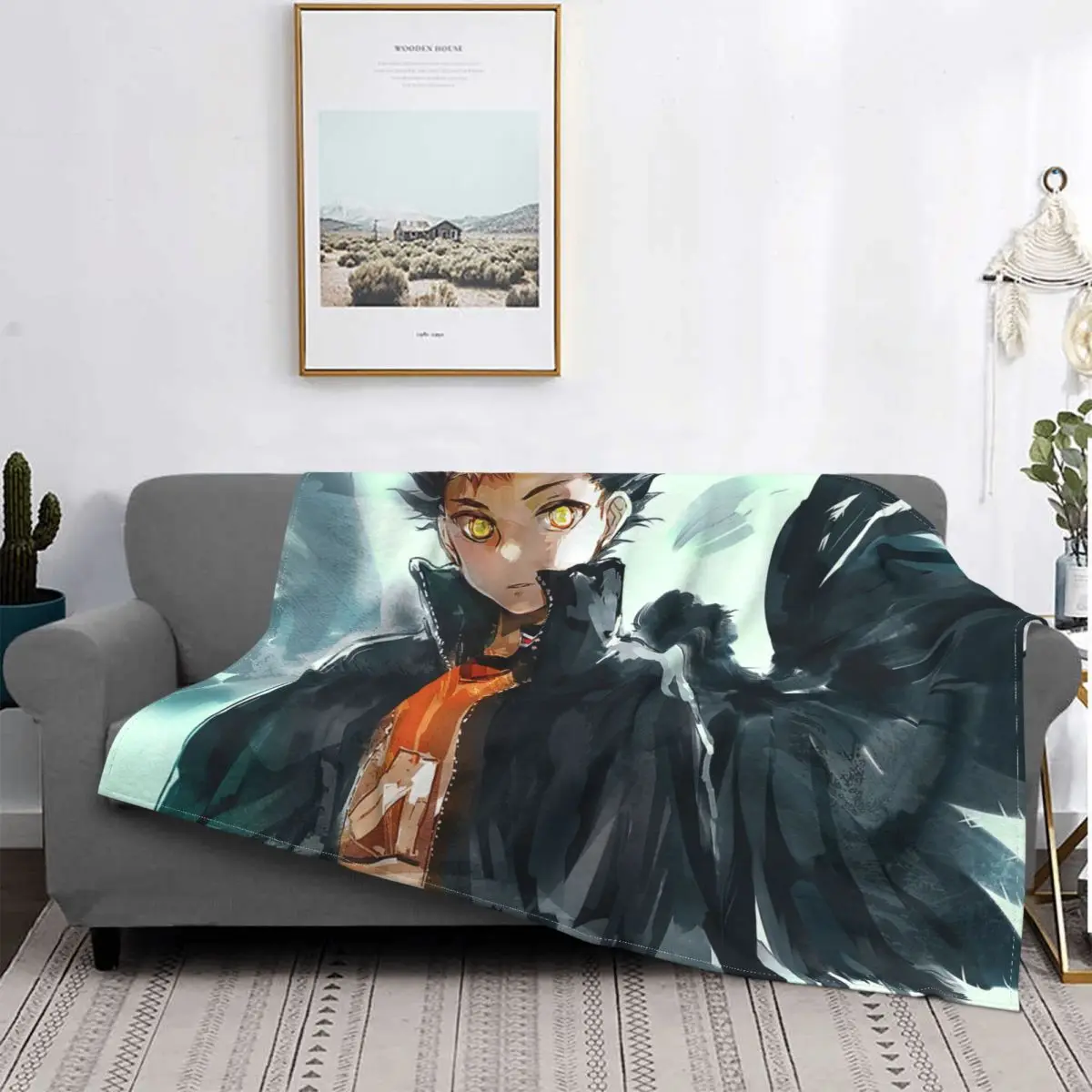 

Haikyuu Nishinoya Yuu Flannel Blanket Japanese Anime Creative Throw Blankets for Home 150*125cm Bedspread