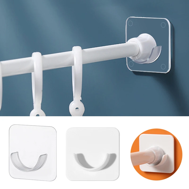 

Strong Curtain Rod Bracket Holder Hooks For Wall Adhesive Bathroom Shower Rod Tension Retainer No Drilling Stick For Closet