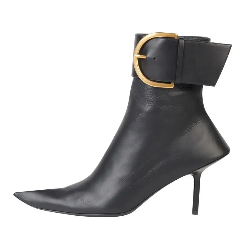 

2022 New Brand Sexy Women's Ankle Boots Thin High Heel Pointed Toe Fashion Zipper Short Boots Party Shoes Black Green Big Size