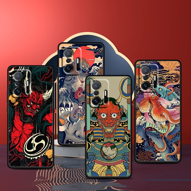 

Japanese samurai for Xiaomi 11 11T 10T Note 10 Mi 9T Ultra Pro Lite 5G Funda Silicone Black Phone Case Coque Capa