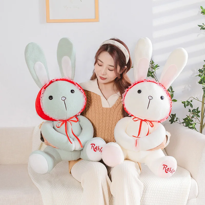 

2022 New Style Sit Rabbit 30/45cm Wearing Red Hat Soft Cut Stuffed Plush Toy High Quality Good Present For Kids