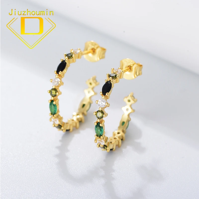 

Temperament Personality C Circle Earrings for Women Earrings High-quality S925 Pure Silver Color Zircon Earrings Gifts for Girls