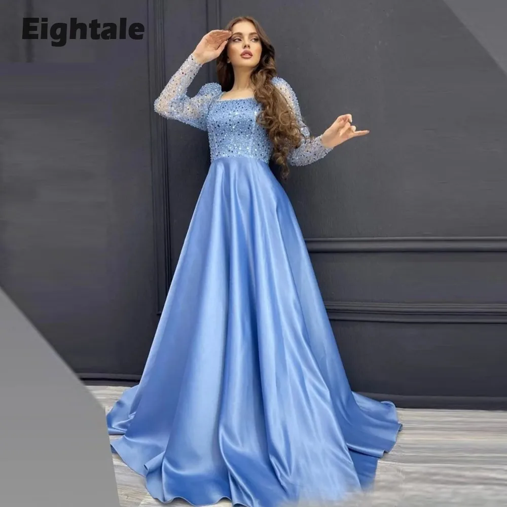 

Блестящее платье-трапеция для выпускного вечера, с длинным рукавом