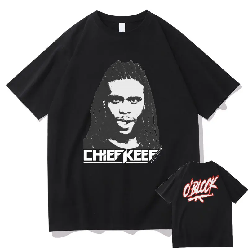 New Chief Keef Hip Hop Fashion Streetwear Men Women Black Tshirt O Block Ak47 Tees Unisex Harajuku Vintage T-shirts Short Sleeve