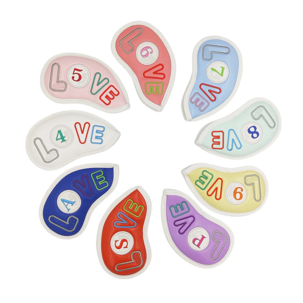 

Golf iron cover ladies exclusive 9 pieces nine-color soft lambskin PU fall in love with GOLF club cover
