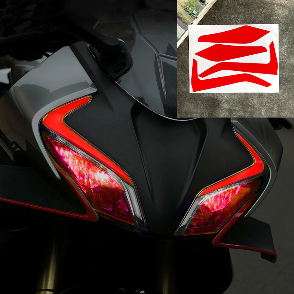 

Для CFMOTO 450SR 450 SR защитная пленка для фар мотоциклетный обтекатель наклейки на голову мото легкие наклейки для бровей и тела аксессуары