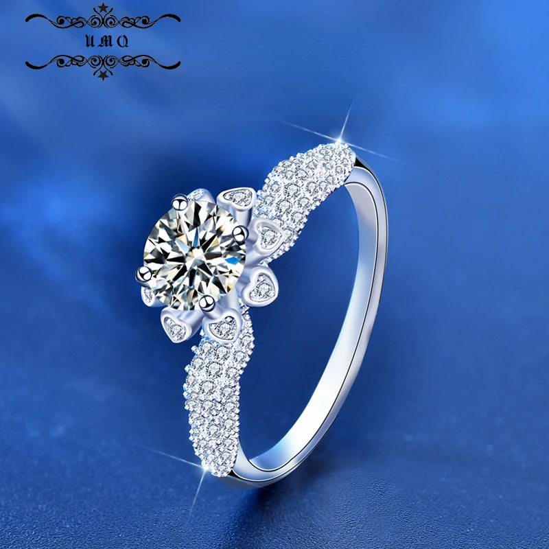 

1 Carat d Color Moissanite Ring Women's 925 Silver Prong Setting Engagement Wedding Bands