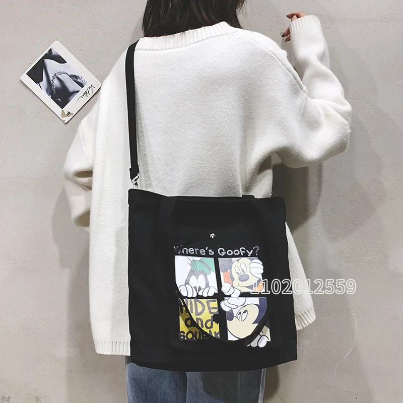 Disney 2022 New Women's Bag Luxury Brand Cartoon Women's Handbag Large-capacity Canvas Fashion Trend Student Children's Handbag