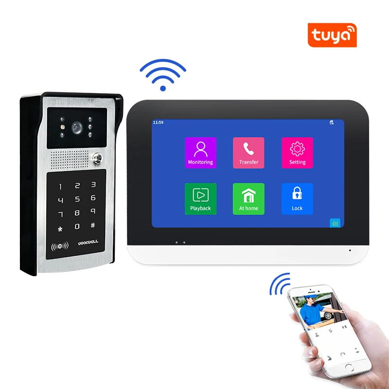 

7 inch Touch Screen Monitor Improved Motion Detection,Easy Installation 1080p Hd Ring Video Doorbell