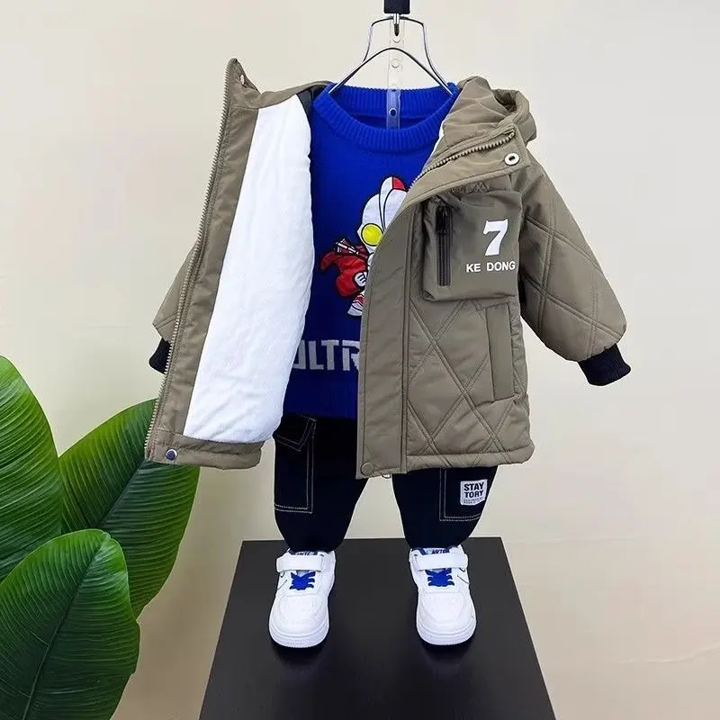 Зимняя куртка для мальчиков и девочек зимние детские парки пуховик средней длины