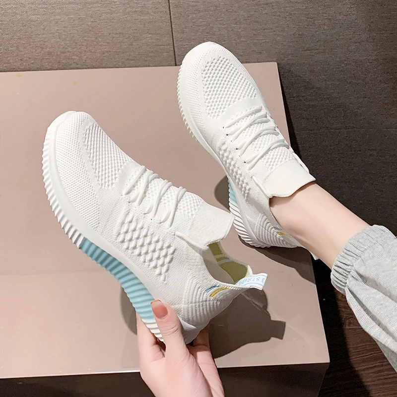 

New Summer 2022 Walking Shoes for Women Breathable Sneakers Soft Comfortable Lace-up Lightweight Mesh Elasticity Non-slip Soft