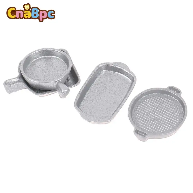 

4Pcs/Set 1:12 Dollhouse Miniature Simulation Tableware Kitchen Mock Pan Plates Soup Bowl Model Play House Accessories