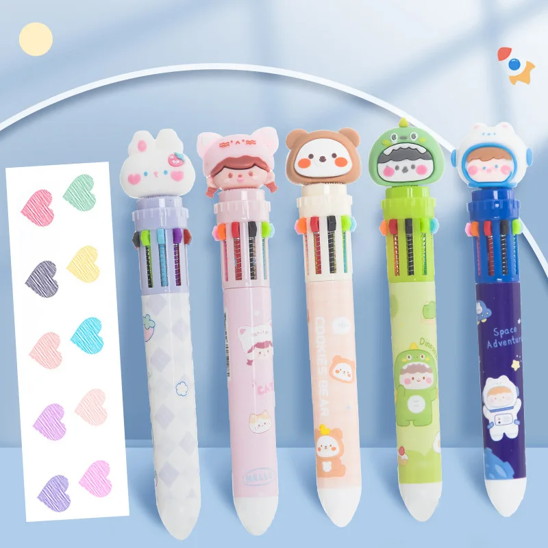 

Kawaii Cartoon Kids Animals 8 Colors Ballpoint Pens Cute School Office Writing Supplies Pen Stationery Gift Prizes Art Deco