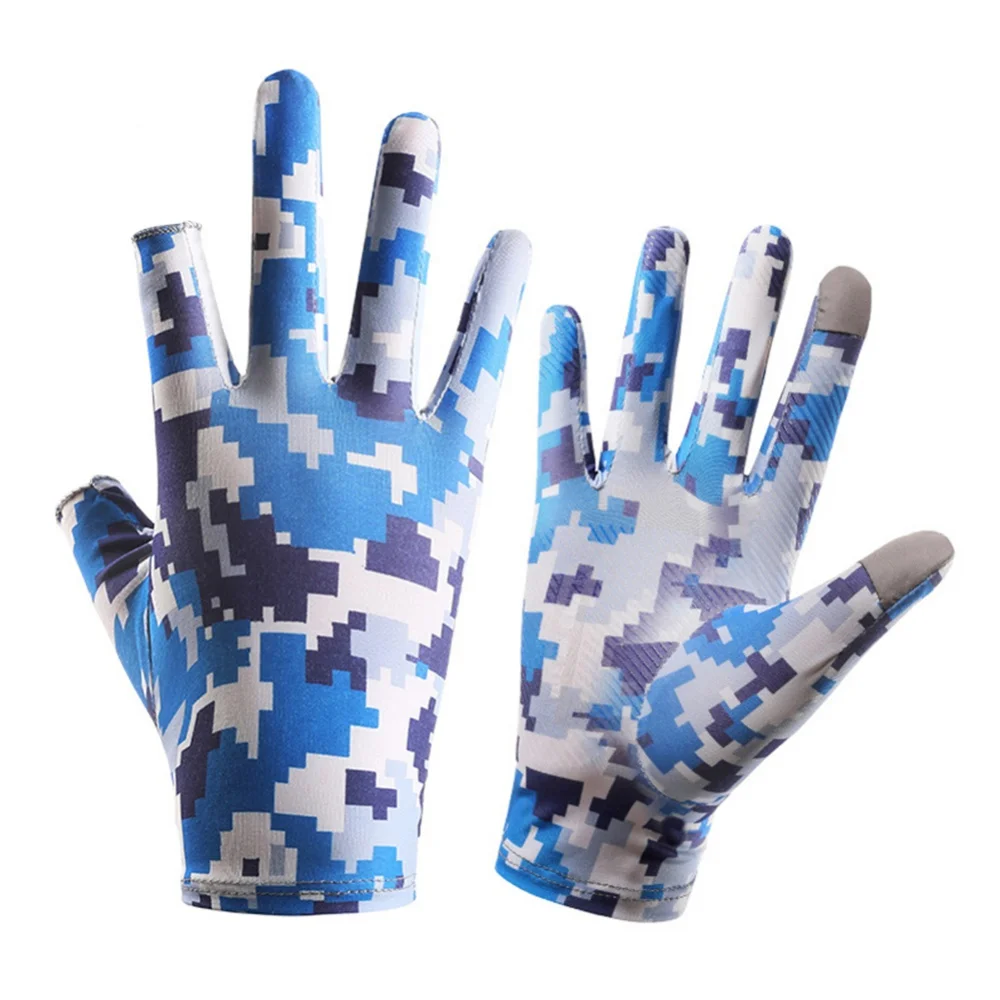 

Summer Ice Cycling Gloves Men's Driving Silk Camouflage Dew Two Finger