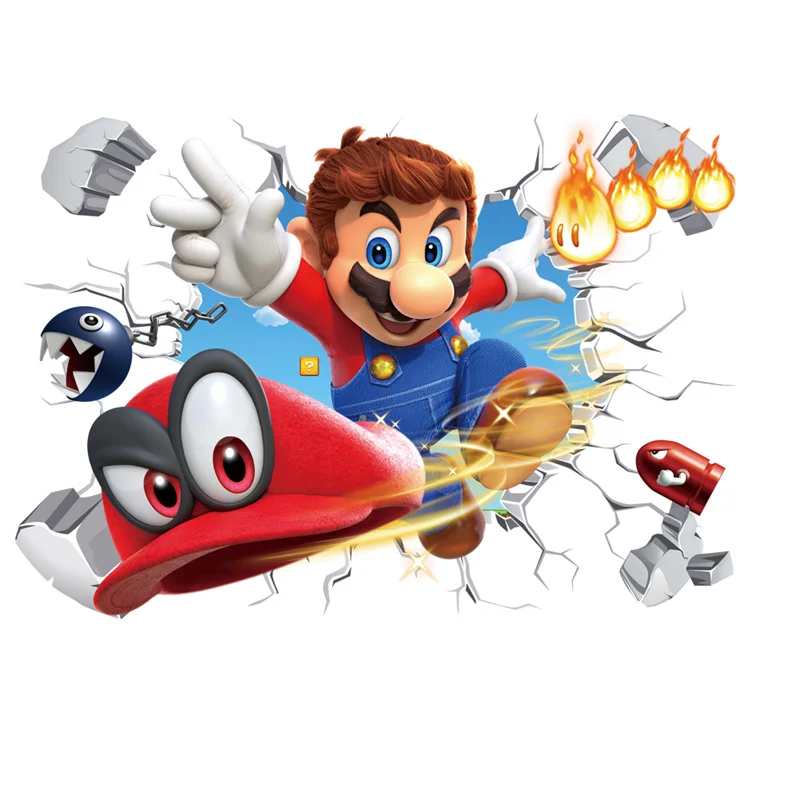 Мультяшные наклейки на стену в виде Марио для девочек спальни гостиной украшение