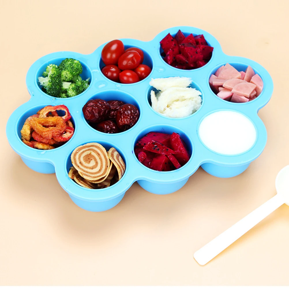 

Baby Food Freezer Tray With Clip-on Lid Perfect Storage Container For Homemade Baby Food Vegetable &Fruit Purees And Breast Milk