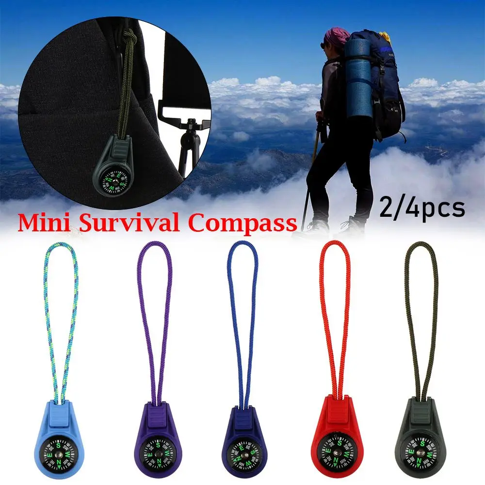 Keychain Bag Accessories Camping Hiking Mini Survival Compass Pocket Compasses EDC Outdoor Tools Zipper Tail Rope