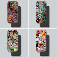 cartoon graffiti sticker bomb phone case for huawei p10 p20 p30 p40 p50 p50e p smart 2021 pro lite 5g plus soft silicone case