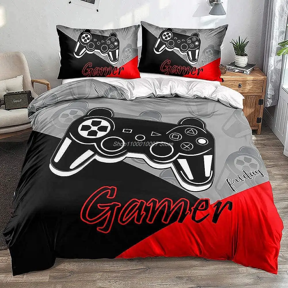 Gamer Bedding Sets for Boys Gaming Duvet Cover Set Video Games Comforter Cover Playstation Designs Bed Set with Pillowcase