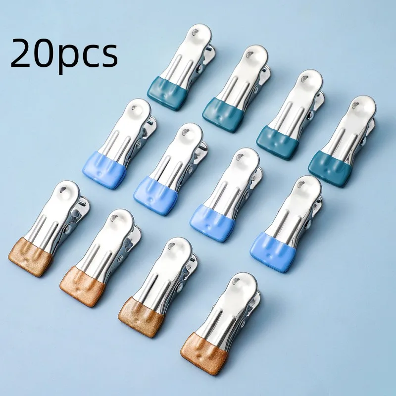 

20pcs Stainless Steel Clips Clothes Photo Paper Peg Pin Clothespin Craft Clips Home Decoration Metal Clip Set Household Storage