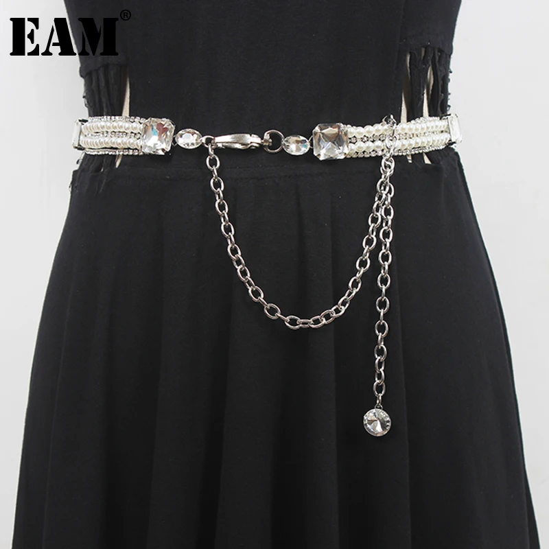 

[EAM] Rhinestones Shining Metal Chain Long Belt Personality Women New Fashion Tide All-match Spring Autumn 2023 1DF1774