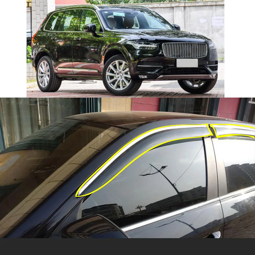 Car Body Styling Sticker Plastic Window Glass Wind Visor Rain/Sun Guard Vent For VOLVO XC90 2015 2016 2017 2019 2019 2020 2021