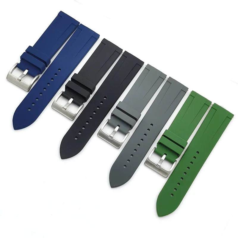 20MM 22MM Flat Interface Quick Release Switch With Spring Bar Silicone Watch Strap Fit For RLX Water Ghost Oyster Style Diving