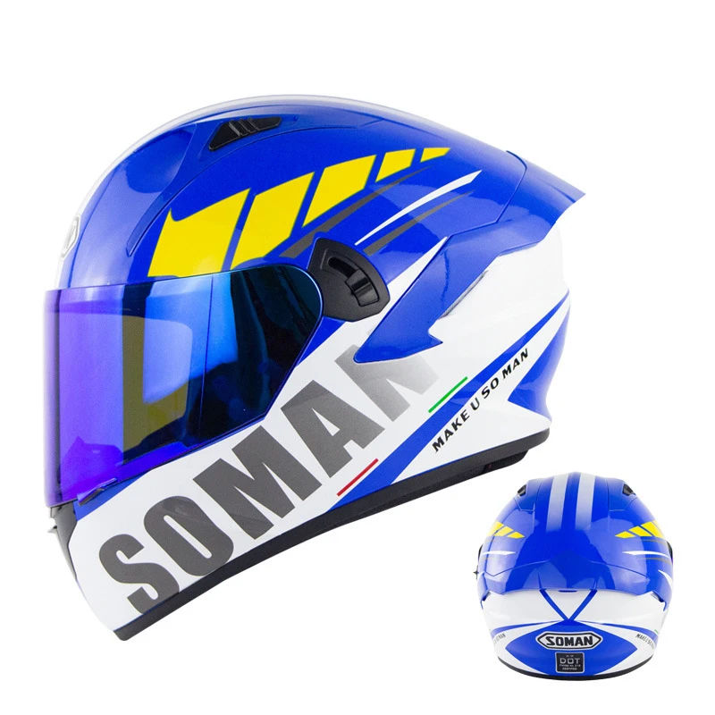 KEMIMOTO Motorcycle Helmets Full face Dual Lens With Large Rear Wing DOT Approved Motorbike Helmet Cascos Moto Capacete Helmet enlarge