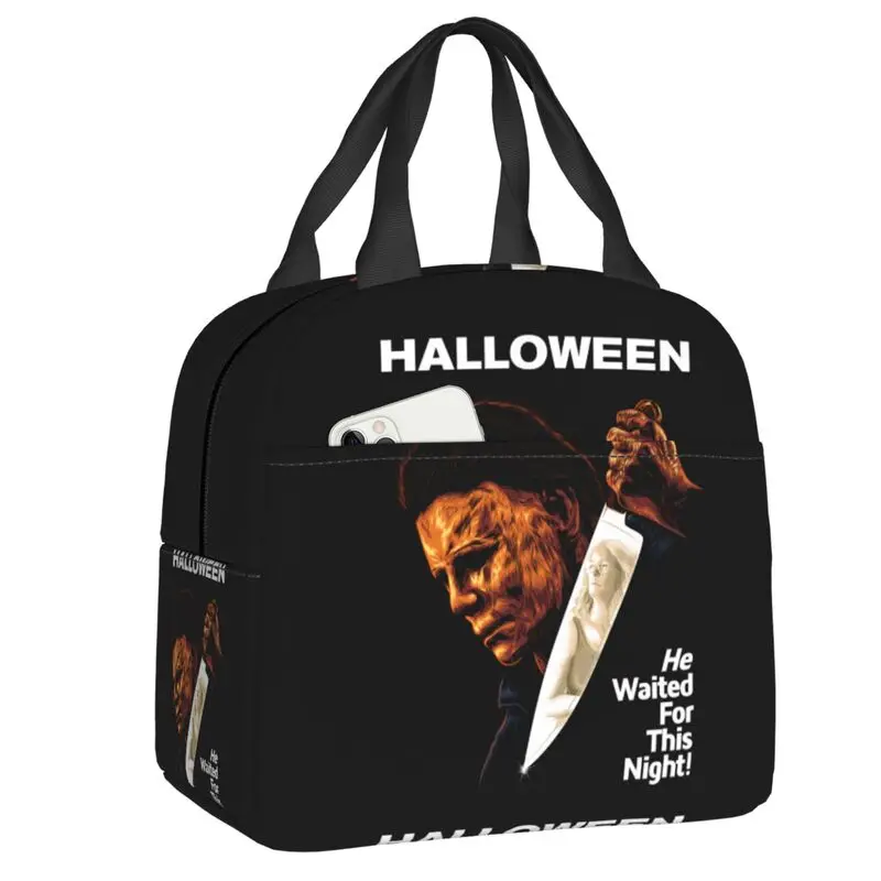 

Майкл Майерс ножи многоразовые Ланч-боксы для женщин Хэллоуин Ужасный фильм охладитель термальная еда изолированная сумка для ланча офисн...