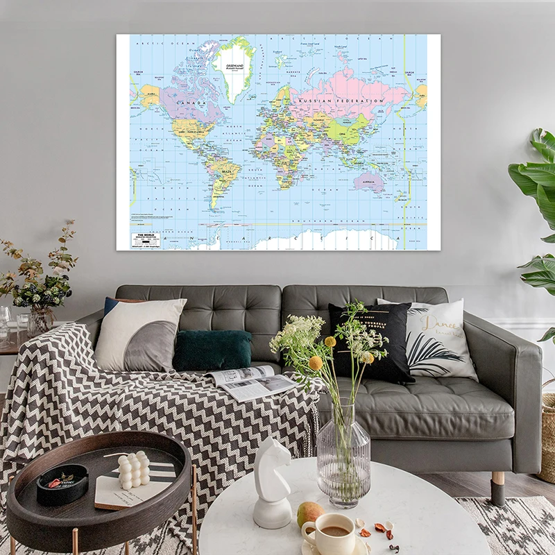 

130*90cm The World Map Non-woven Canvas Painting Wall Art Poster Living Room Home Decor Education School Supplies