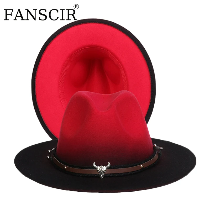 Leather Cowboy Hats Ribbon Fedora Hat 