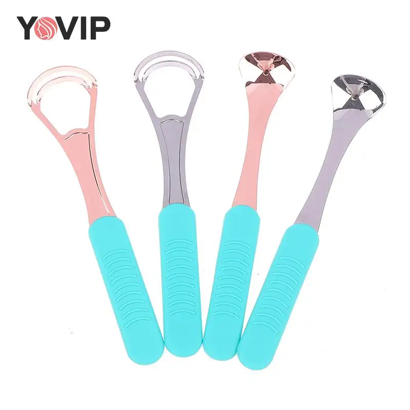 

2pcs Stainless Steel Tongue Scraper Professional Eliminate Bad Breath Oral Cleaner Metal Mouth Brush For Adults