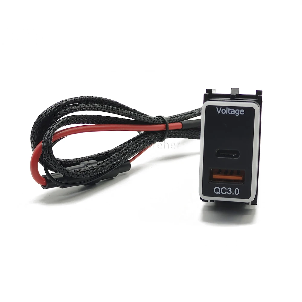 

Автомобильное быстрое зарядное устройство QC3.0 USB Type C PD, быстрое зарядное устройство для телефона с отображением напряжения для Nissan патруль Y62 X-TRAIL, телефон