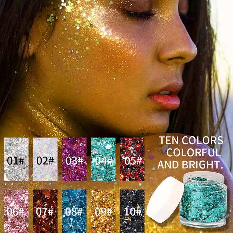 S Glitter Eye Shadow Makeup Shining Rhinestones Eyeshadow Sequins Festival Party Cosmetic Face Body Hair Eye Decorations